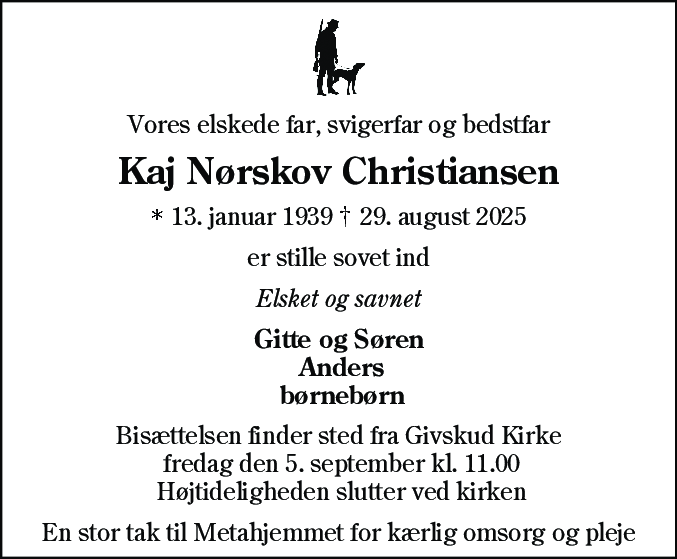 Dødsannonce for Kaj Nørskov Christiansen