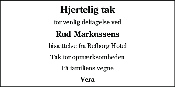 Dødsannonce for Rud Markussen