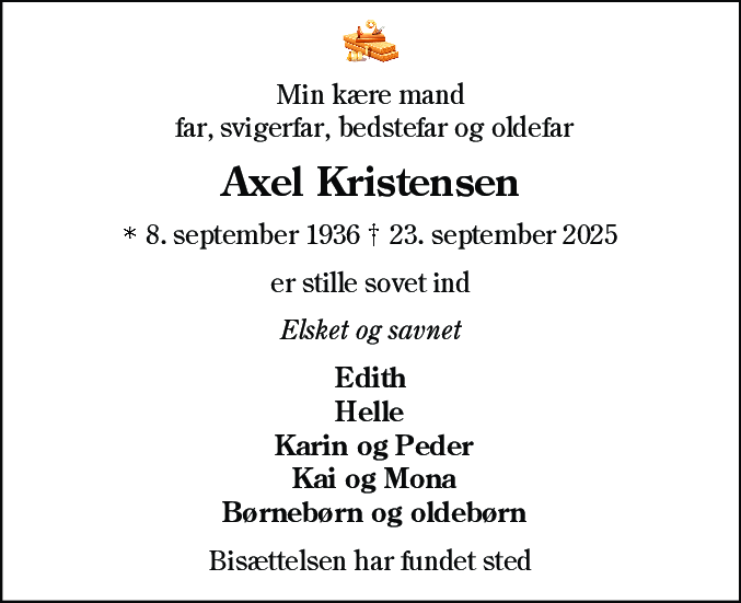 Dødsannonce for Axel Kristensen