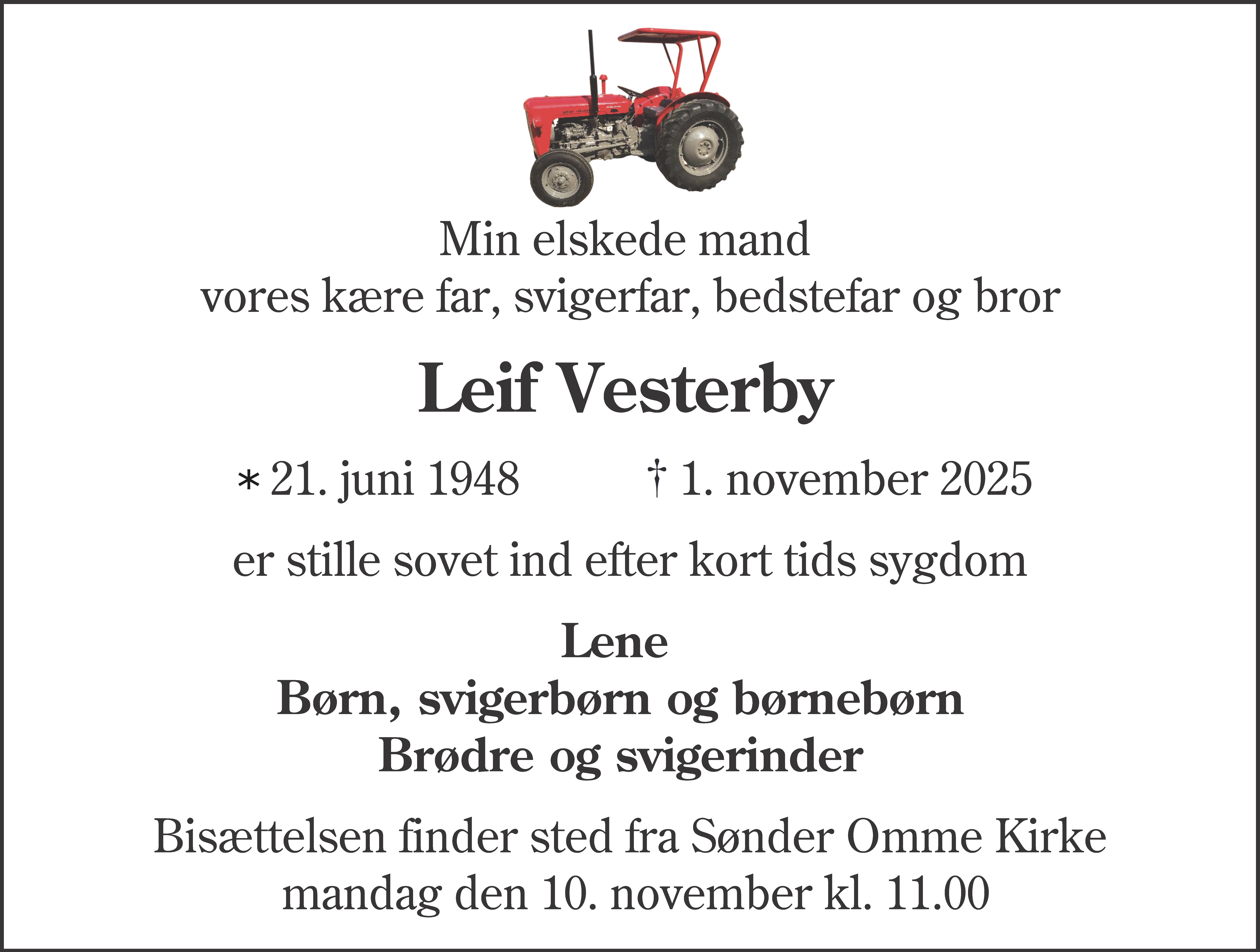 Dødsannonce for Leif Vesterby