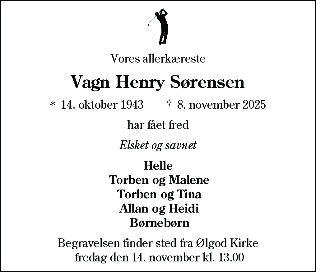 Dødsannonce for Vagn Henry Sørensen