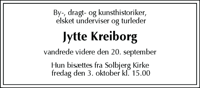 Dødsannonce for Jytte Marianne Kreiborg