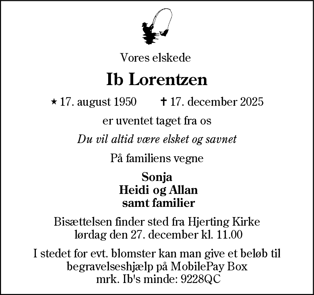 Dødsannonce for Ib Lorentzen