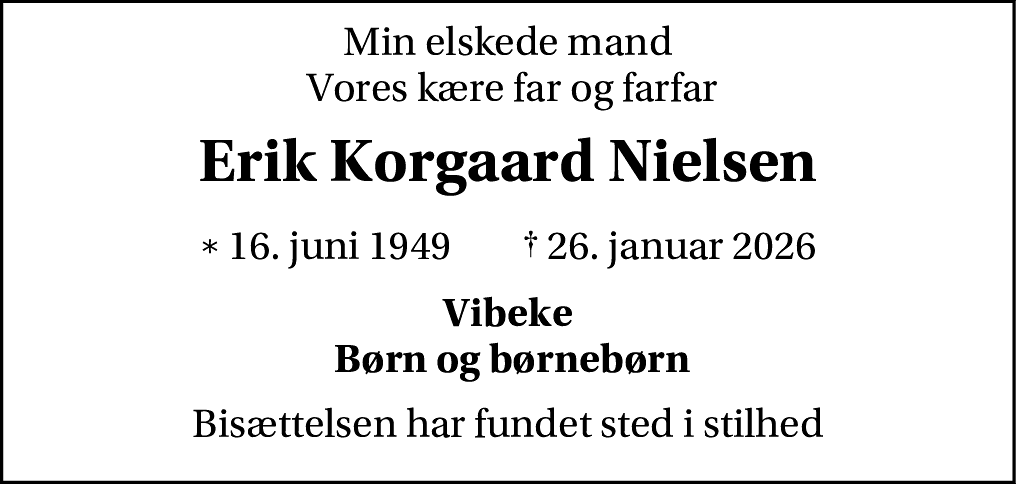 Dødsannonce for Erik Korgaard Nielsen