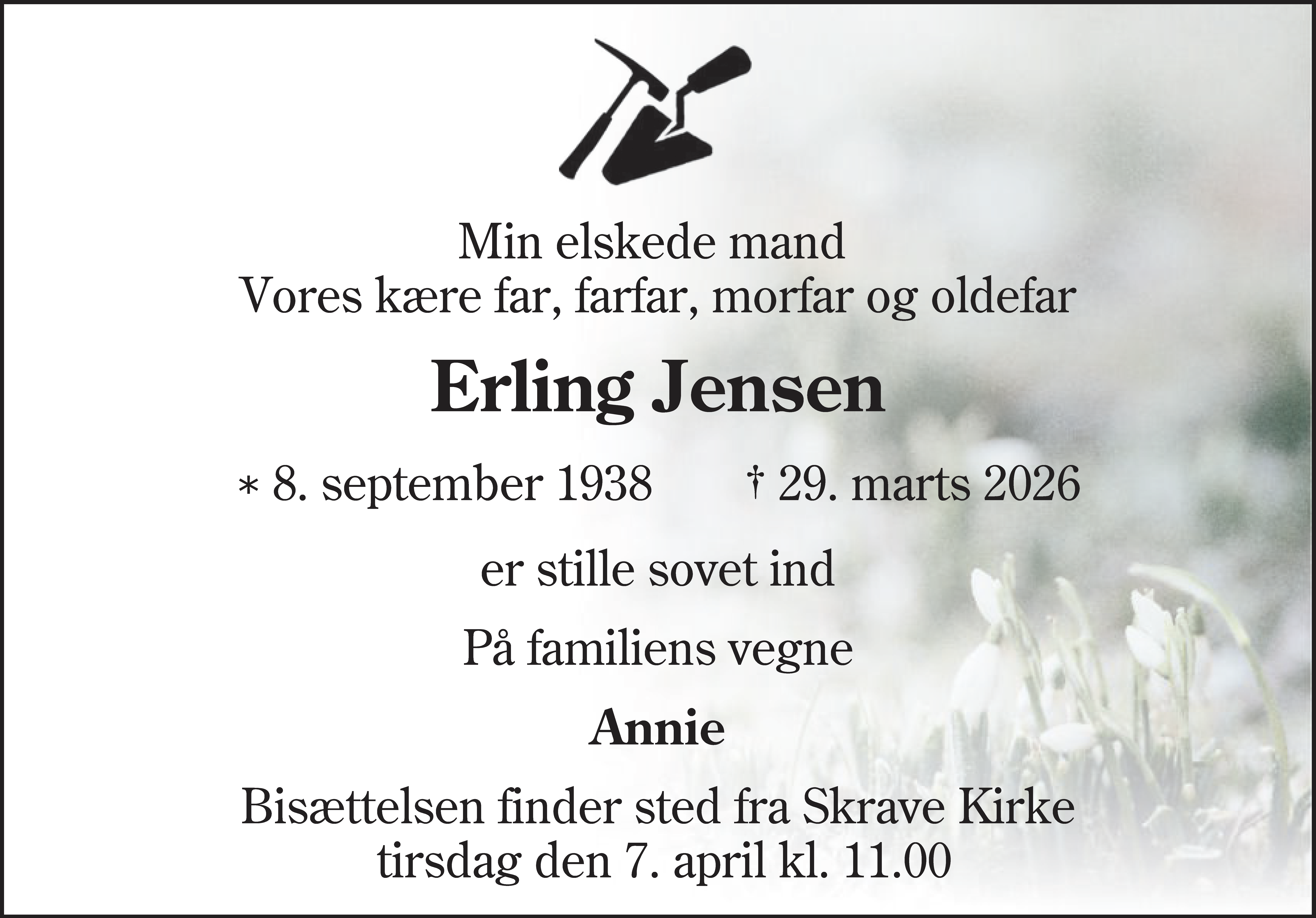Dødsannonce for Erling Jensen