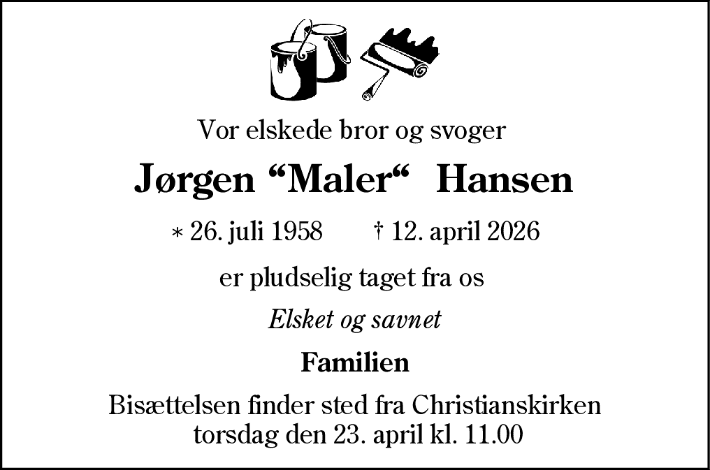 Dødsannonce for Jørgen Hansen