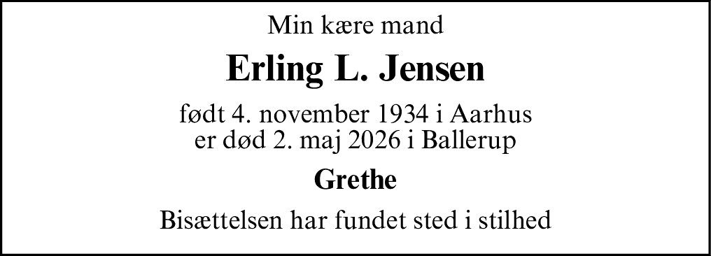 Dødsannonce for Erling Leif Jensen