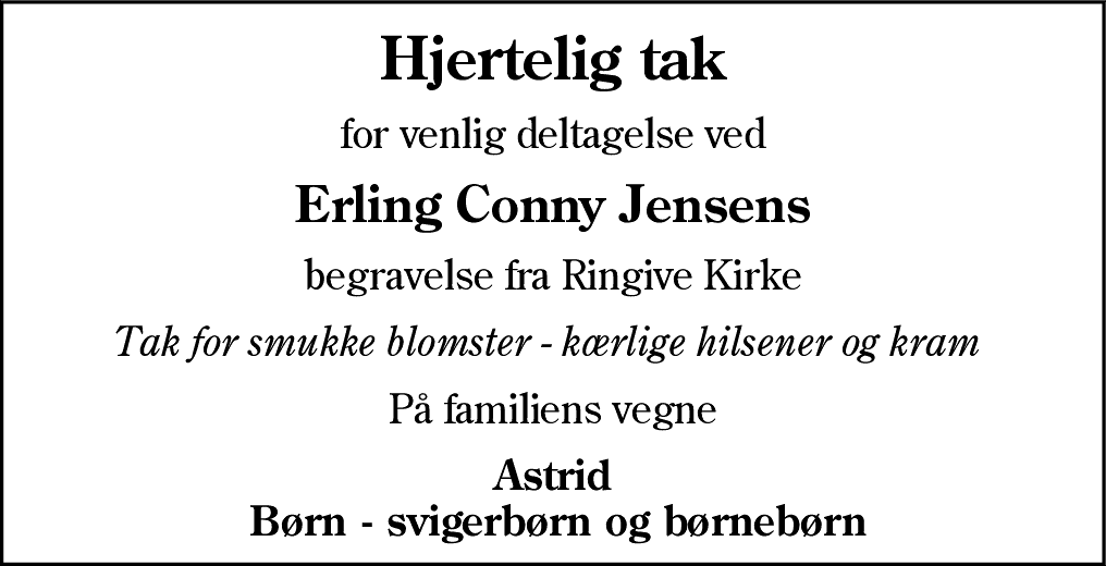 Dødsannonce for Erling Conny Jensen