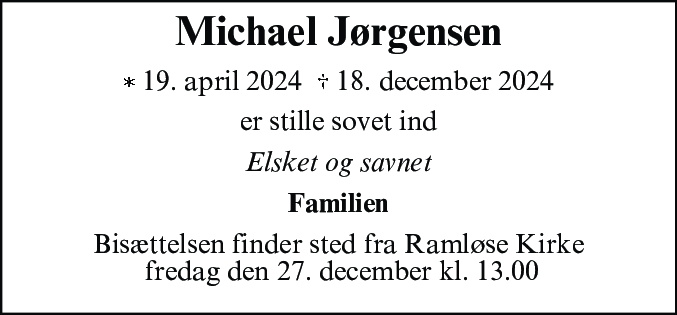 Dødsannonce for Jens Michael Jørgensen