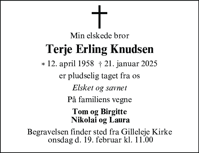 Dødsannonce for Terje Erling Knudsen