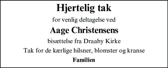 Dødsannonce for Aage Christensen
