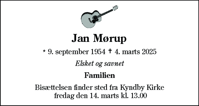 Dødsannonce for Jan Mørup