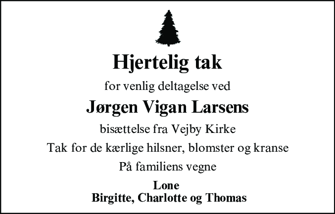 Dødsannonce for Jørgen Vigan Larsen