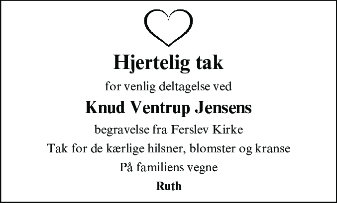 Dødsannonce for Knud Ventrup Jensen