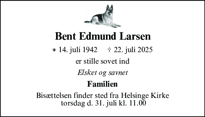Dødsannonce for Bent Edmund Larsen