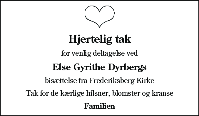 Dødsannonce for Else Gyrithe Dyrberg