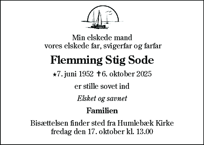 Dødsannonce for Flemming Stig Sode