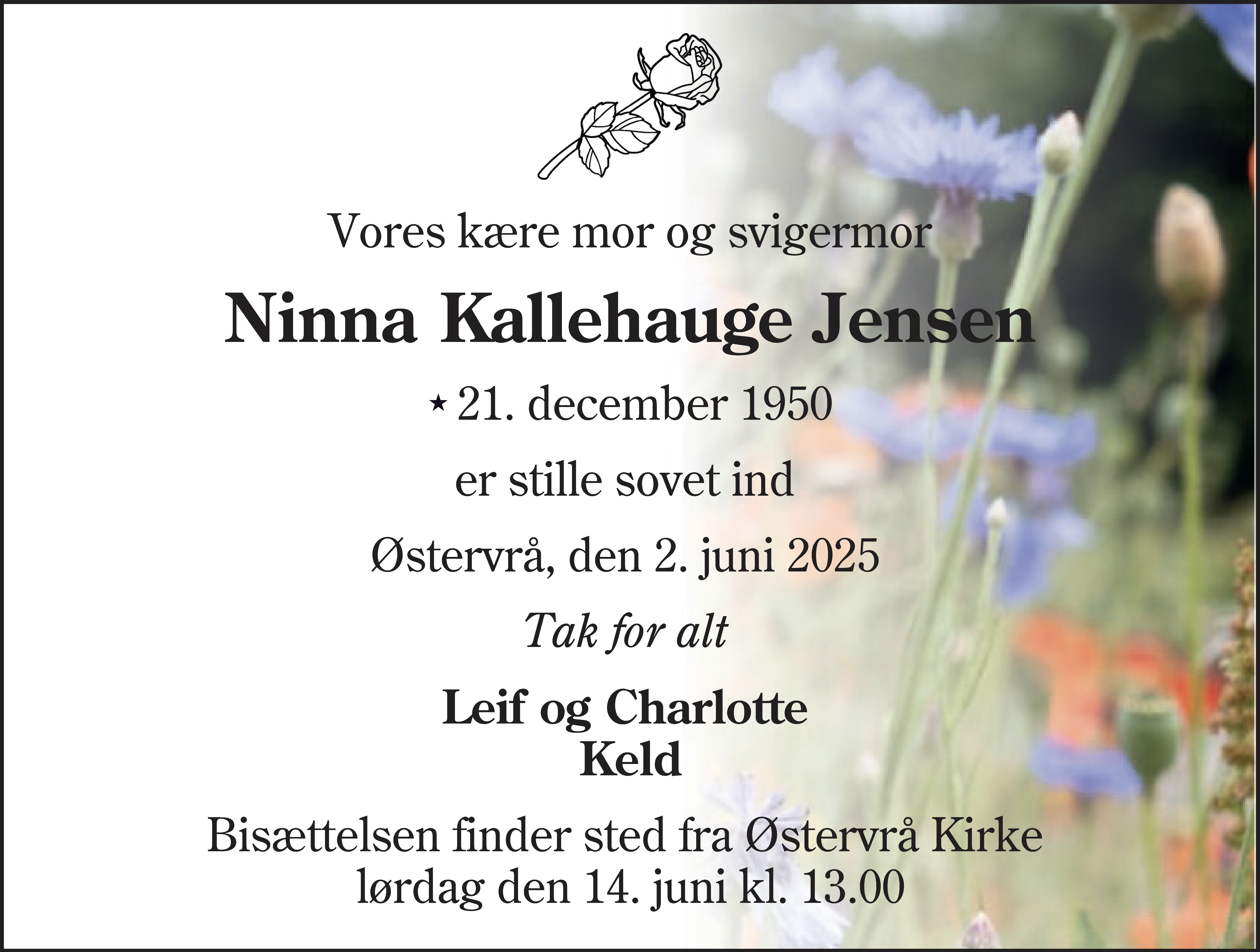 Dødsannonce for Ninna Kallehauge Jensen