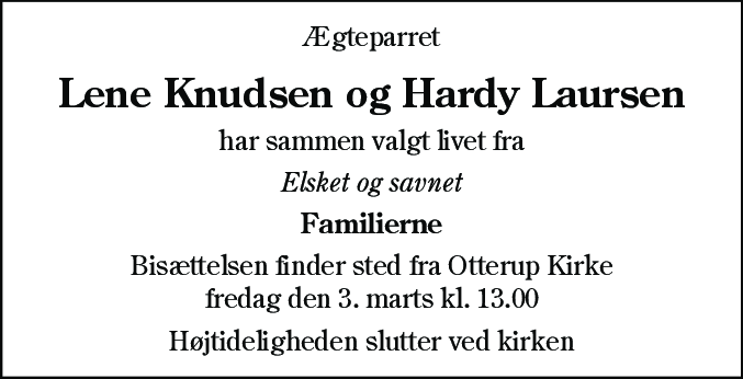 Dødsannonce for Hardy Lykkeberg Laursen