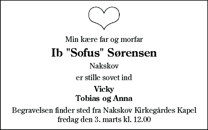 Dødsannonce for Ib Erik Sørensen