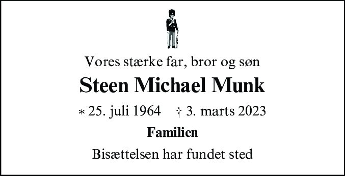 Dødsannonce for Steen Michael Munk