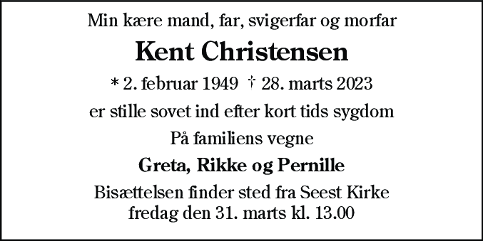 Dødsannonce for Kent Christensen