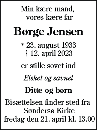 Dødsannonce for Børge Jensen