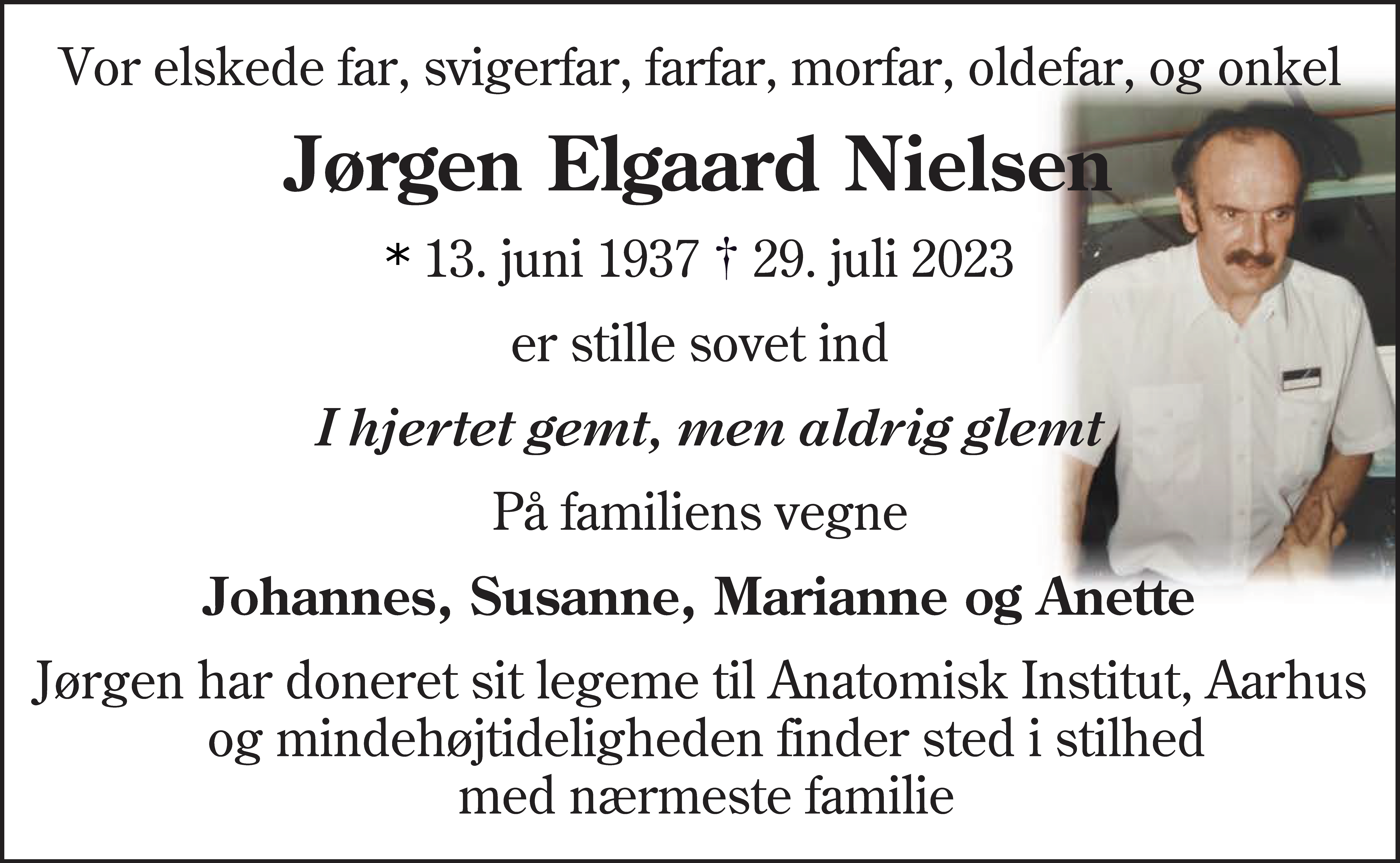 Dødsannonce for Jørgen Elgaard Nielsen(Dødsannonce)