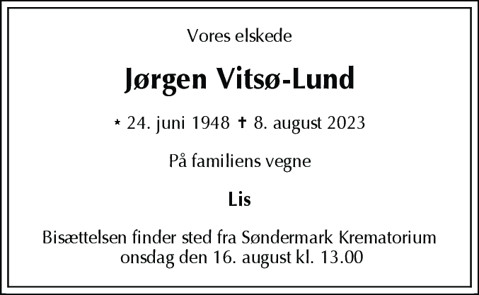 Dødsannonce for Jørgen Vitsø-Lund