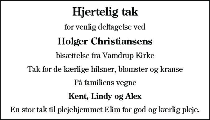 Dødsannonce for Holger Christiansen
