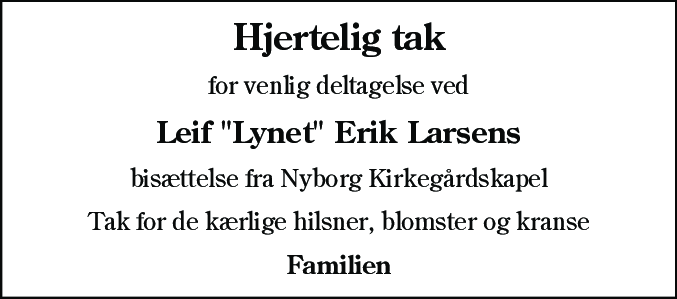 Dødsannonce for Leif Erik Larsen