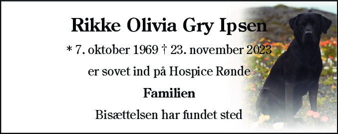 Dødsannonce for Rikke Olivia Gry Ipsen
