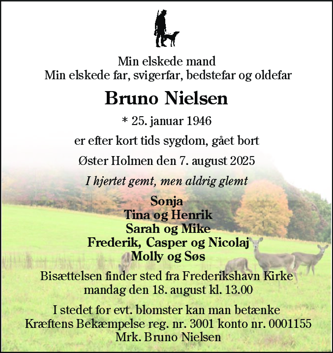 Dødsannonce for Bruno Nielsen