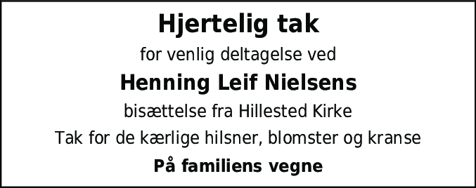Dødsannonce for Henning Leif Nielsen