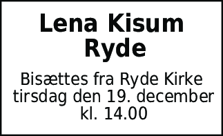 Dødsannonce for Lena Kisum