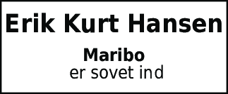 Dødsannonce for Erik Kurt Hansen