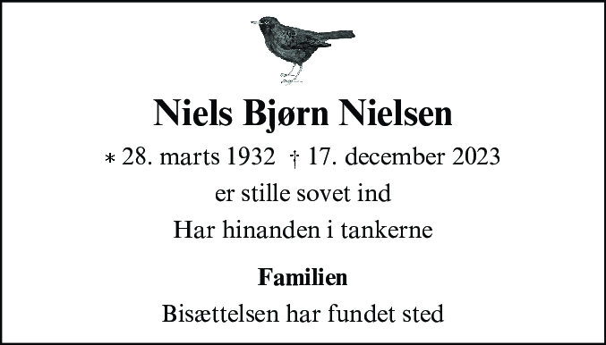 Dødsannonce for Niels Bjørn Nielsen