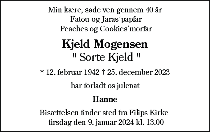 Dødsannonce for Kjeld Niels Mogensen