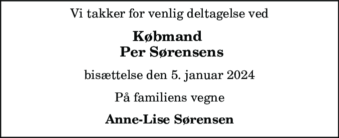 Dødsannonce for Per Sørensen