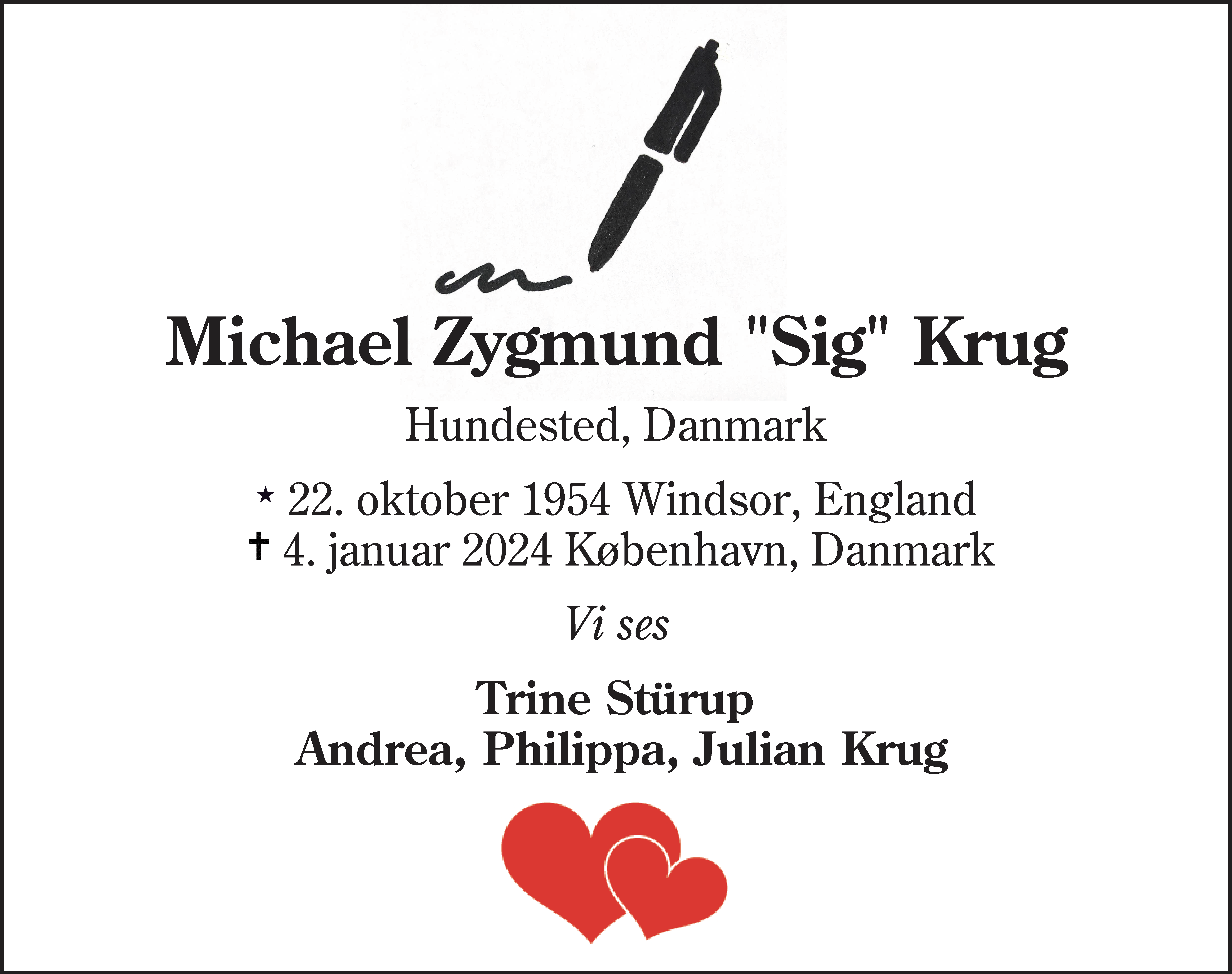Dødsannonce for Michael Zygmund Krug