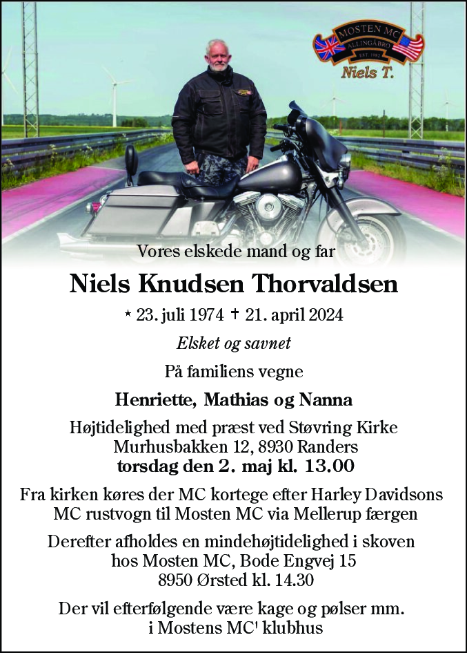 Dødsannonce for Niels Knudsen Thorvaldsen