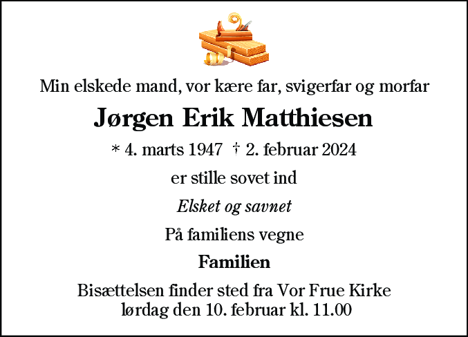 Dødsannonce for Jørgen Erik Matthiesen