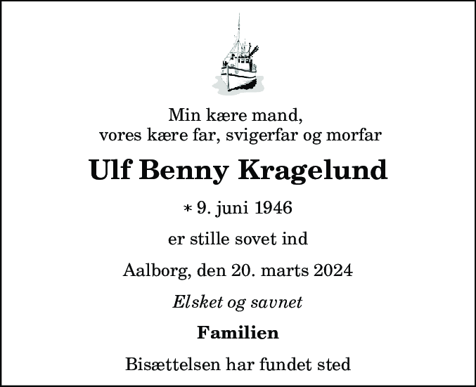 Dødsannonce for Ulf Benny Kragelund