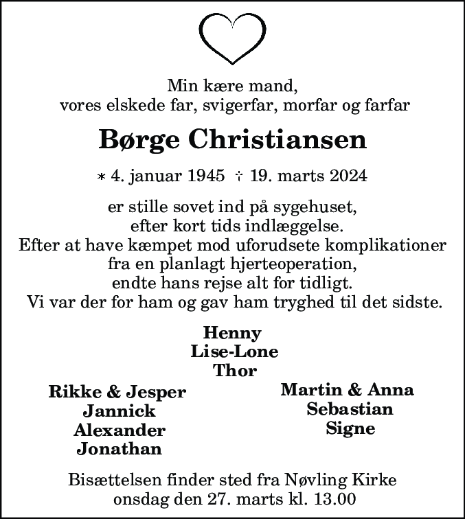 Dødsannonce for Børge Christiansen