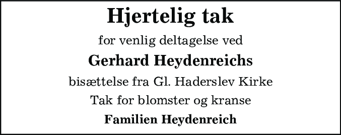Dødsannonce for Gerhard Heydenreich