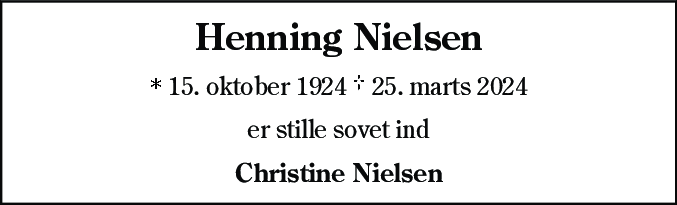 Dødsannonce for Henning Nielsen