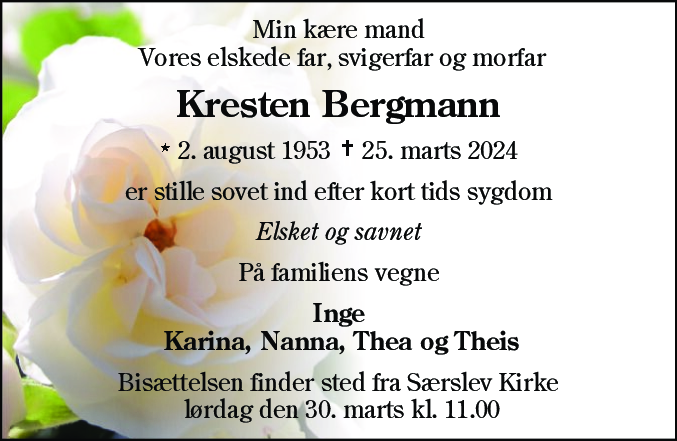 Dødsannonce for Kresten Bergmann