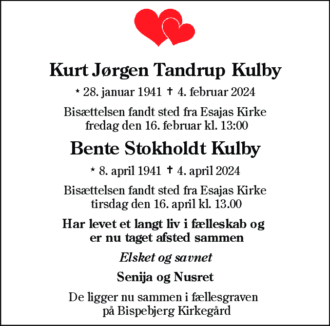 Dødsannonce for Bente Stokholdt Kulby