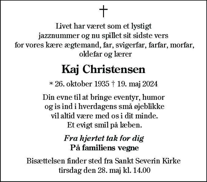 Dødsannonce for Kaj Christensen