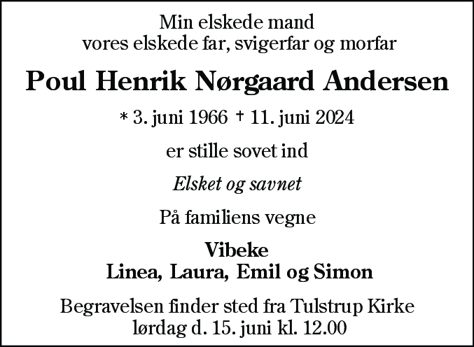 Dødsannonce for Poul Henrik Nørgaard Andersen